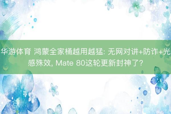 华游体育 鸿蒙全家桶越用越猛: 无网对讲+防诈+光感殊效， Mate 80这轮更新封神了?