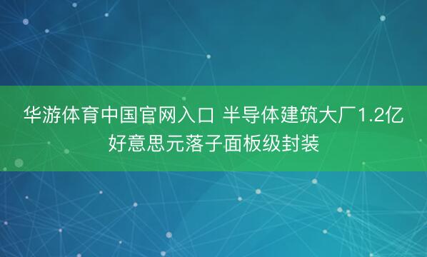 华游体育中国官网入口 半导体建筑大厂1.2亿好意思元落子面板级封装