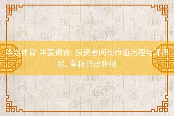 华游体育 华菱钢铁: 投资者问询市值治理与环保税， 董秘作出酬报