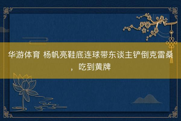 华游体育 杨帆亮鞋底连球带东谈主铲倒克雷桑，吃到黄牌