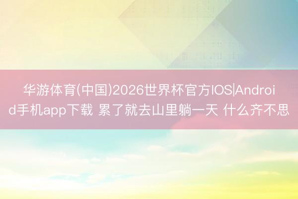 华游体育(中国)2026世界杯官方IOS|Android手机app下载 累了就去山里躺一天 什么齐不思
