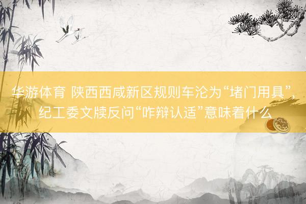 华游体育 陕西西咸新区规则车沦为“堵门用具”， 纪工委文牍反问“咋辩认适”意味着什么