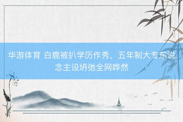 华游体育 白鹿被扒学历作秀，五年制大专东说念主设坍弛全网哗然